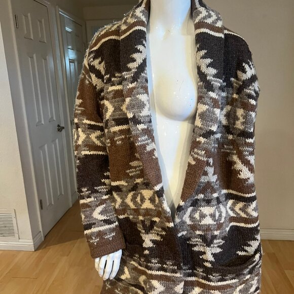 VINTAGE LAUREN RALPH LAUREN HAND KNIT WOOL AZTEC CARDIGAN SIZE P/S PETITE SMALL
